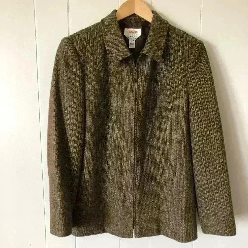 Talbots Women’s Zip Up Detachable Faux Collar Wool / Silk Blend Jacket Size 8 - Picture 8 of 8